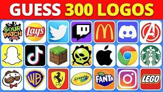 Guess The Logo in 3 Seconds | 300 Famous Logos | Logo Quiz 2024