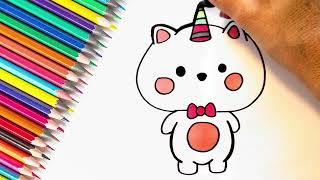 HOW To Draw And Color  a UNICORN CAT CATICORN