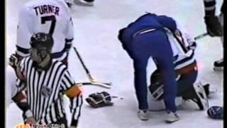 Mar 13, 1992 Marc Potvin vs Wayne Doucet Adirondack Red Wings vs Capital District Islanders AHL