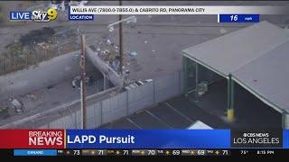 Pursuit suspects flee on foot in Panorama City