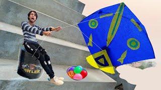 4 Kite Caught With Abubaker Roof With Balloon Water Fight | Kite