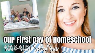 FIRST DAY OF HOMESCHOOL // Day in the Life of a Pregnant Homeschooling Mom of 4 // 2020-2021