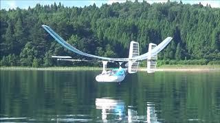 Canard type human powered aircraft flight , Kanazawa institute of technology , Japan