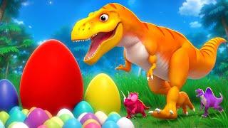 Jurassic Dinosaurs Chase T-Rex Eggs – Crazy Fun Egg Hunt Adventure in Prehistoric World!