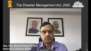 Webinar on National  Disaster Management Act, 2005.| NIDM | MHA | DISASTER IN INDIA | NATIONAL | DM