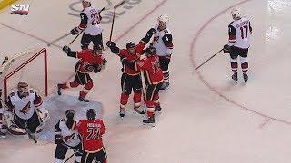 Mark Giordano buries a beautiful goal on the backhand