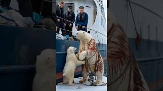 A bear cub pleads with a sailor to save his mother, a bond of love and hope unfolds,  #polarbear