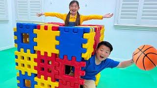 Alex and Charlotte Play Hard and Study Harder with Toy Blocks and More