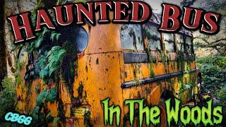 Haunted Vintage School Bus in the Woods with a Wicked Witch INSIDE! Let's Drive It, Trunk or Treat!