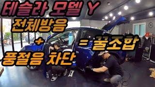 테슬라 모델 Y 전체방음+풍절음차단 = 꿀조합  시공하신분들의 극찬!!!!믿고 맡기는 노이즈킹 서울 직영점 !!