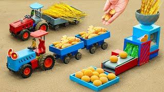 Diy tractor making mini Flour Bread Machine | Rescue Diy Tractor Transporting Wheat | HP Mini