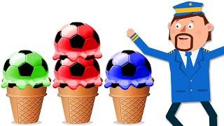 Learn Colors With Soccer Ice Cream Scoops+ More Educational Videos For Kids | Captain Discovery