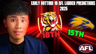 EARLY BOTTOM 10 AFL LADDER PREDICTIONS 2025