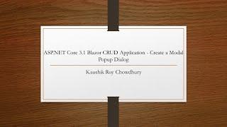ASP.NET Core 3.1 Blazor CRUD Application - Create a Modal Popup Dialog