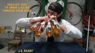 Fastest Time To Drink 6 Beers Through Your Nose | L.A. BEAST