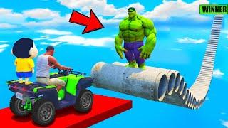 SHINCHAN AND FRANKLIN TRIED THE IMPOSSIBLE PIPE BRIDGE & HULK PARKOUR CHALLENGE GTA 5