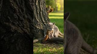Cat vs  Squirrel Playtime! #cat #catlovers #cute #squirrel