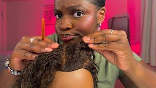 ASMR Nosey Girl Removes Your Braids & Massages Your Scalp ‍️ (inaudible whispers)