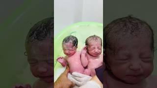 #twins in first bath #babyborn #baby #newbornbabymoments