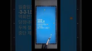#더블쿠션 #일출일몰 -3+3-1.5=-1.5 역회전보다는 당점내려서 접근두께 절반 중단 제회전 느낌팀️#당구 #3쿠션 #타블로 #rm #stoptherain