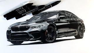 Drawing a black BMW M5 2019 (part 1)