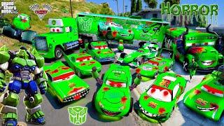 GTA 5 - Stealing TRANSFORMER HULK MCQUEEN CARS with Franklin! (Real Life Cars #203)