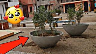 GIANT POT / HALF MOON / HOW to make EASY and QUICK CEMENT POTS / glass of cement / POTS