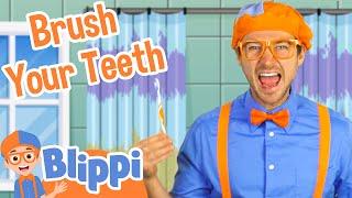 Brush Your Teeth Song! @Blippi | Sing Along With Me! | Moonbug Kids