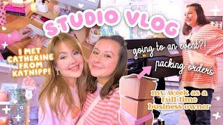 full time small business studio vlog  packing orders, going to an event & unboxing new goodies! 