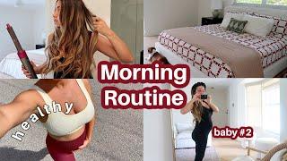 My Healthy Pregnant Morning Routine | Hair + Makeup | Holiday Haul