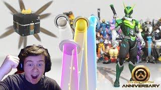 [Overwatch] Unboxing 201 Anniversary Lootboxes + Giveaway