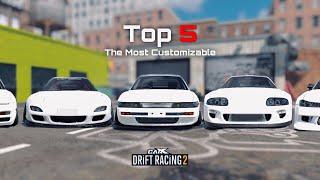 TOP 5 • The Most Customizable Cars in CarX Drift Racing 2