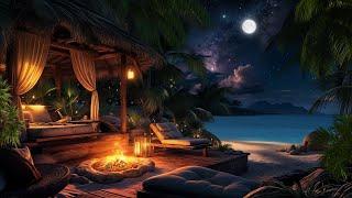 Coastal Dreamscape: Beach Night Campfire & Ocean Waves  Relaxing Sounds of Fire and Sea