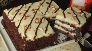 Chocolate Vanilla Cake without Cream  Recipe By Chef Hafsa