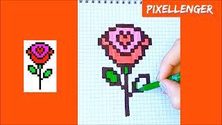 How to Draw Rose Flower Love Heart Simple Picture Pixel Art 如何繪製 कैसे आकर्षित करने के लिए