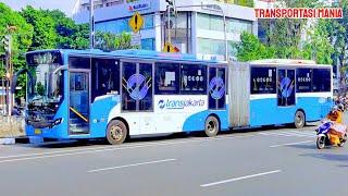 PECAH !!  BUSWAY TAYO Biru TRANSJAKARTA Saling Menyalip  TRANSPORTASI MANIA