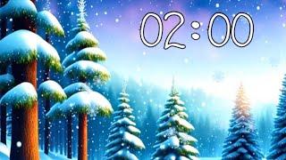 2 Minute Winter Countdown Timer With Animated Snow and Music ️