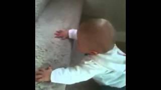 Sarah crawling up the stairs