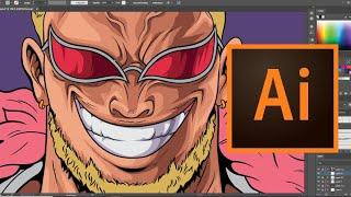 "Transforming a Customer into an Anime Character Doflamingo! (Adobe Illustrator)"