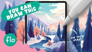 You Can Draw This Winter Landscape in Procreate - Easy Procreate Tutorial