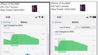 iPhone 13 Pro Max ~ iOS 15 vs iOS 16 Battery Comparison 🪫