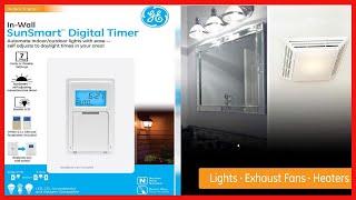 GE SunSmart in-Wall Digital Timer, Daily ON/Off Times, Programmable Settings, Sunset/Sunrise Presets