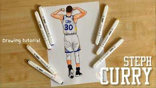 How to draw Steph Curry (Golden State Warriors) / Steph Curry drawing tutorial