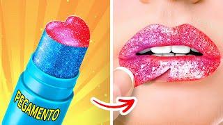 ¡TRUCOS DE BELLEZA PARA SER POPULAR! || Cómo colar maquillaje y comida a clases por 123 GO Like!