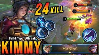 24 Pembunuhan + MANIAK!! Build dan Emblem Terbaik Kimmy Baru!! - Bangun Top 1 Global Kimmy ~ MLBB