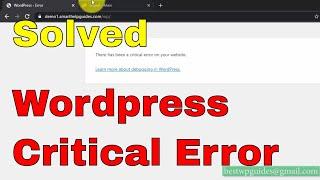 How to fix Wordpress critical error (There has been a critical error on your website)