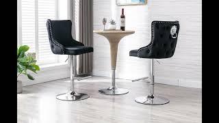 Wahson Velvet Bar Stools Set of 2 Counter Chairs with Backrest Breakfast Bar Stools