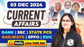 Current Affairs Today | 03 December Current Affairs 2024 | Daily Current Affairs by Sushmita Ma'am