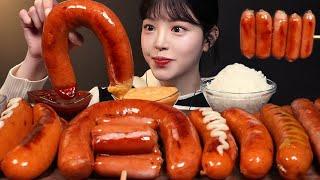 King-Size Frankfurtners with Cheese Sauce and Buldak Sauce Mukbang ASMR