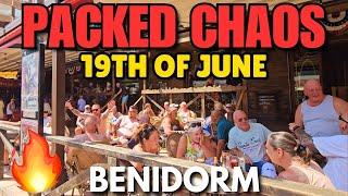 BENIDORM PACKED CHAOS!  Full Bars, Happy People & Huge Crowds